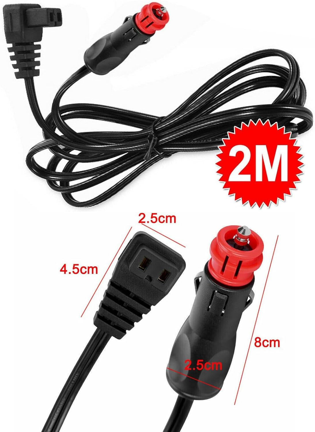 1 Pcs 12V Fridge Cord, Refrigerator Power Cable for Camping, Cigarette Lighter Plug to Car Fridge Adaptor， 2M Power Lead Cable Cord，Dc Power Cable for Car Refrigerator Fridge Freezer image number 6