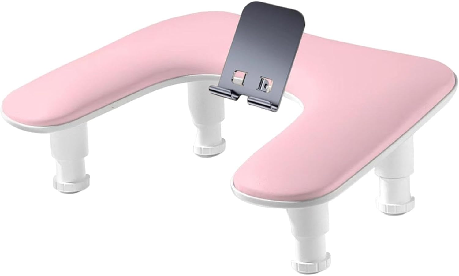 Ysyqkn Nail Art Hand Rest, Holder, Hand Cushion, U-Shaped Manicure Tool, Adjustable Height with Phone Holder, White