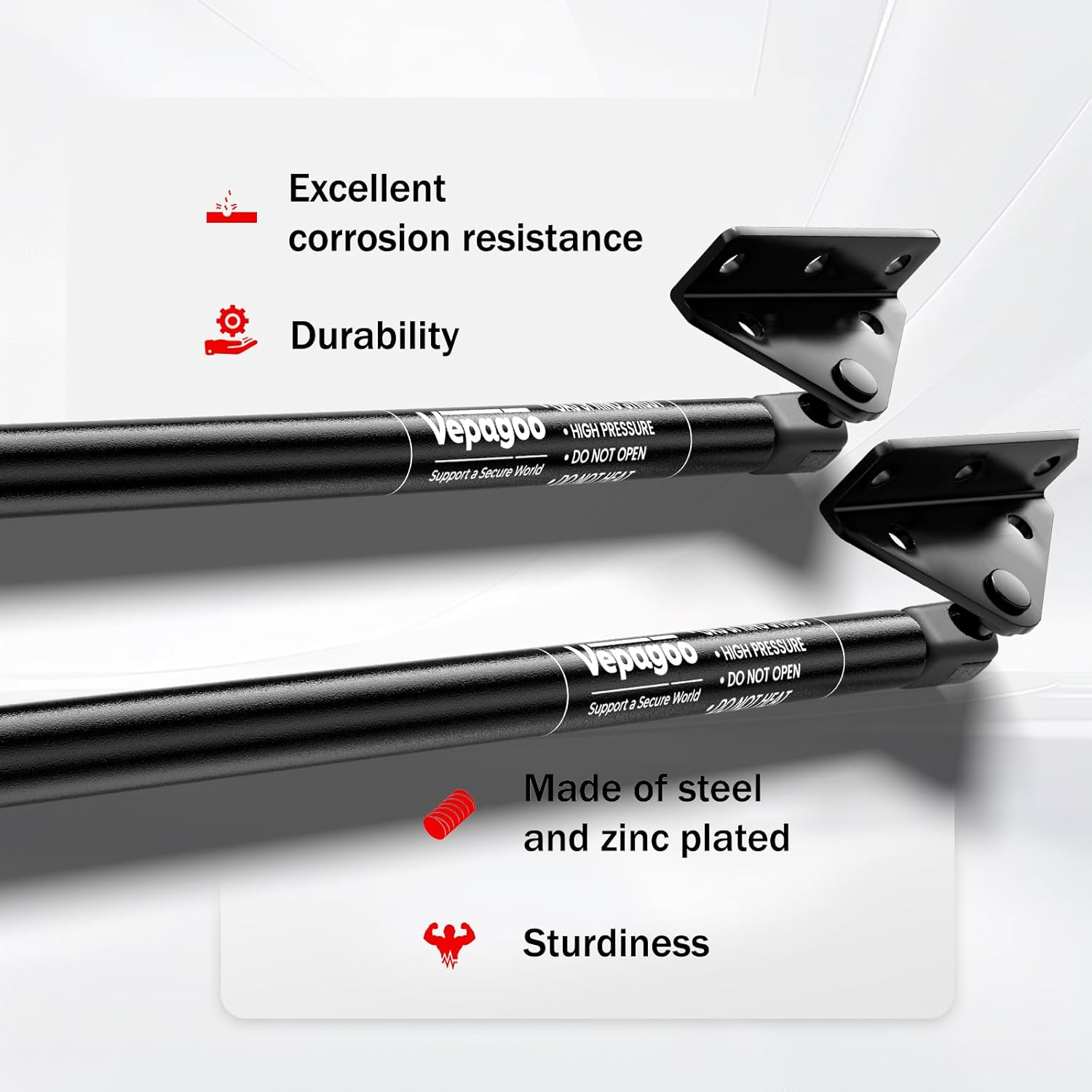 Vepagoo 10MM Gas Spring Lift Strut Bracket Ball Stud Black Mounting Bracket for Lift Support Prop, Pack of 4 image number 6