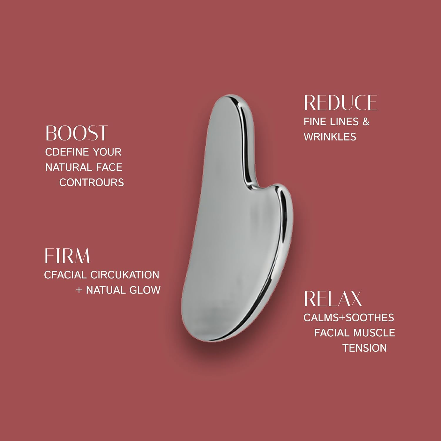 Tisko Stainless Steel Gua Sha Facial Tools - Guasha Tool for Face, Face Sculpting Tool, Jawline Shaper, Double Chin Reducer, Body Gua Sha Tools, Lymphatic Drainage Massager, Facial Skin Care image number 3