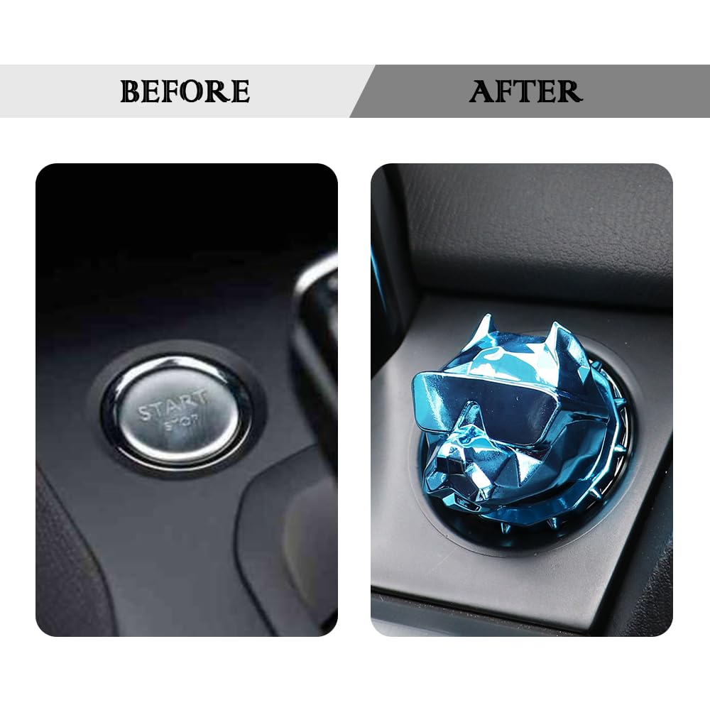NHHC Car Push Start Button Cover,Heavy Duty Car Ignition Button Cover with Cool Dog Design for Car Decorations,Universal Car Interior Accessories Engine Start Stop Button Cover (Blue) - Red image number 7