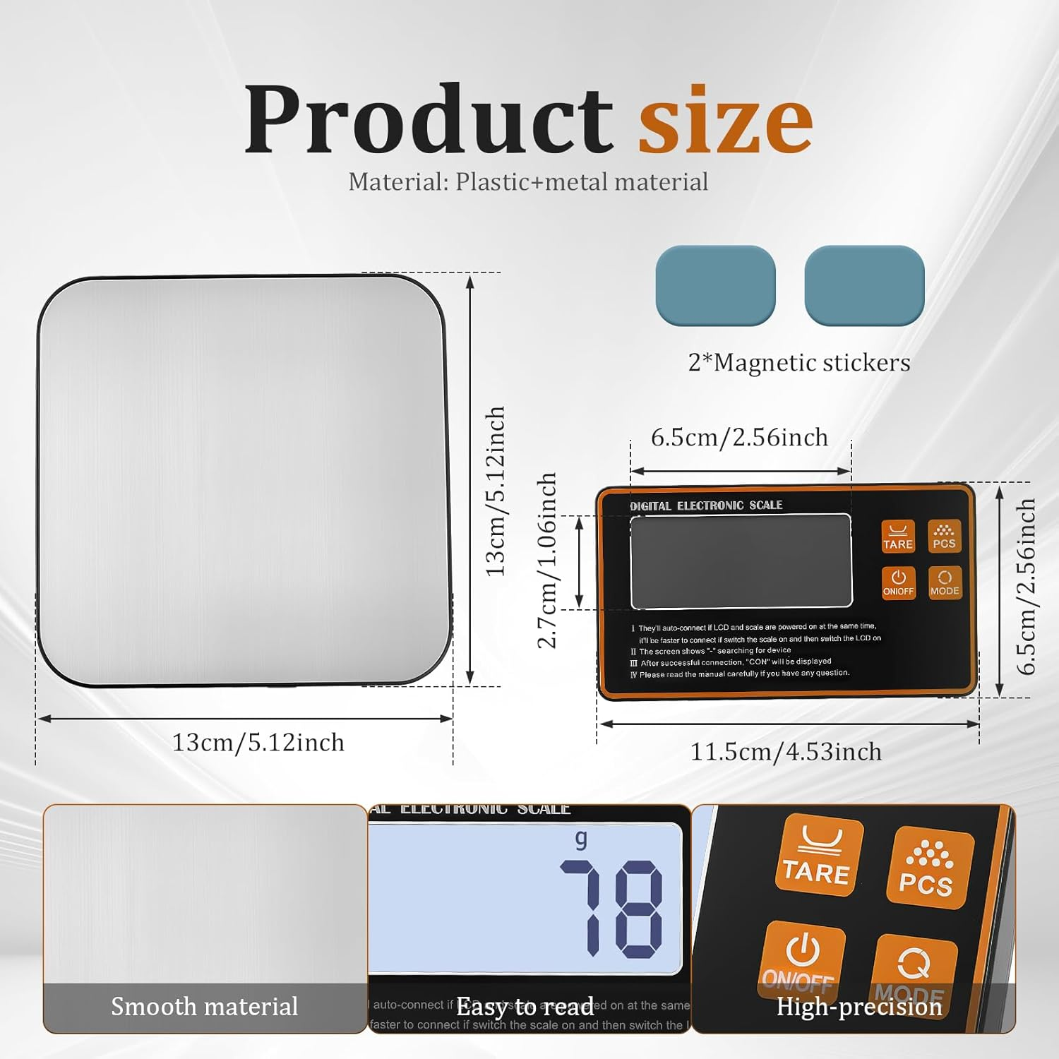 Food Scale with Detachable Display, 15Kg Wireless Digital Kitchen Scale with 1G Precise Graduation, Electronic Food Weighing Scales for Cooking Baking image number 1