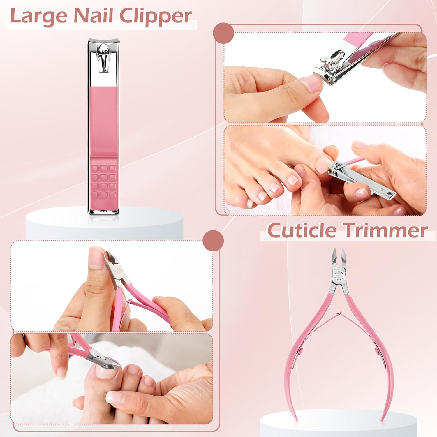 Manicure Set Women Nail Care Kit for Women Nail File Kit Manicure Pedicure Tools Cuticle Kit Nail Kit with Nail Clippers Cuticle Trimmer Pusher Glass Nail Files and Buffers Cuticle Set with Case image number 6