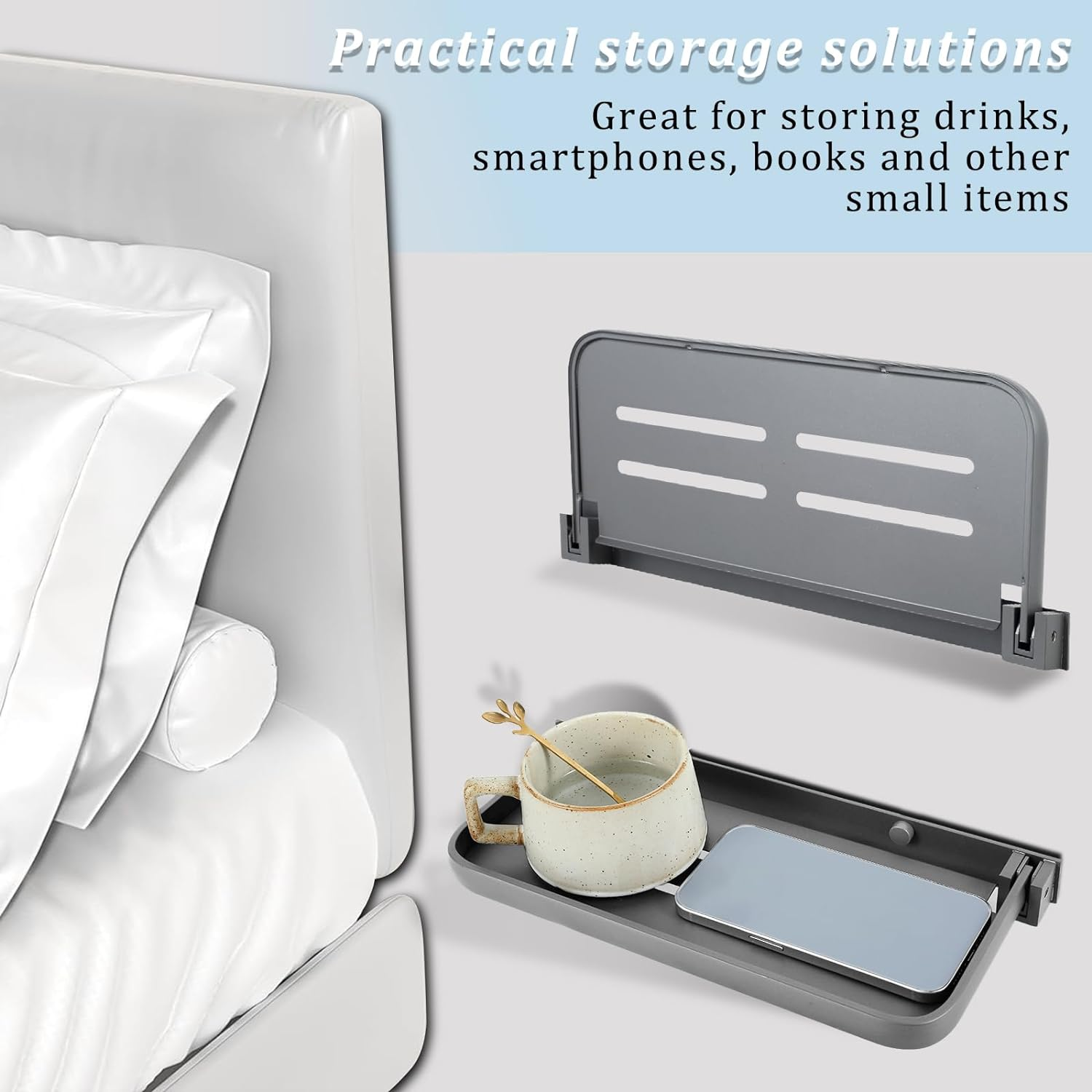 Podhey 2Pcs Aluminum Foldable RV Shelf, Wall-Mounted Folding Shelf, Compact Space-Saving Accessories for inside Camper, Caravans, Bathroom