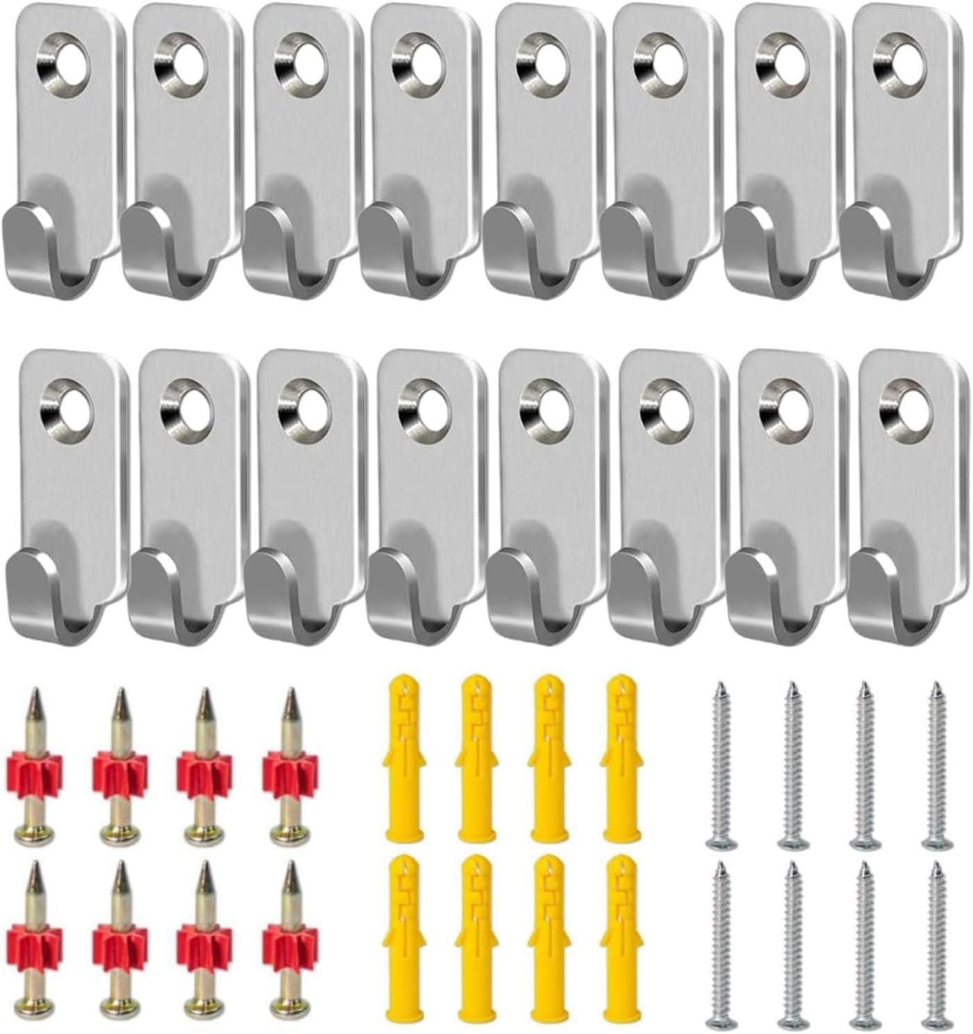 Songholee 16 Pack Heavy Duty 304 Stainless Steel Wall Mounted Mini J Wall Hooks for Picture Frames and Mirror Hanging Hardware with Screws image number 1