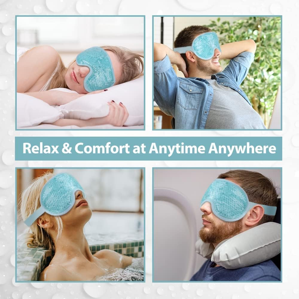 Heatunk Soothing Light Blue Cooling Eye Mask | Reusable Hot/Cold Gel Therapy | Relief for Puffy Eyes, Migraines, Headaches & Dark Circles image number 5