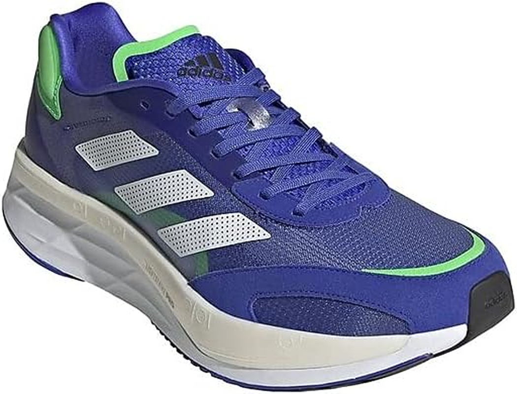 Adidas Men'S Adizero Boston 10 Athletic Running Shoes, Sonic Ink/Cloud White/Screaming Green, Size US 11 image number 4