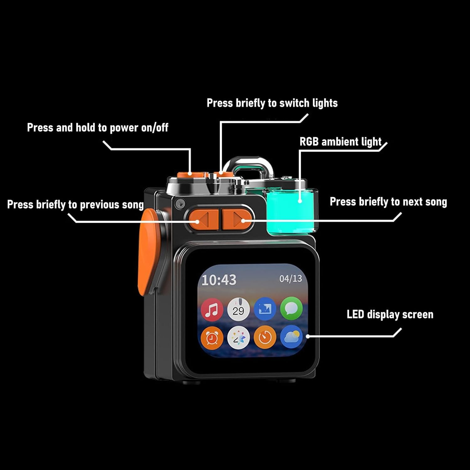 ASHATA Mini Bluetooth Speaker, Smart Wireless Portable Speaker with Touchscreen, Bluetooth Speaker with 360&deg;HD Stereo Sound and Robust Bass, Wireless Stereo Outdoor Speaker with Mic APP image number 5