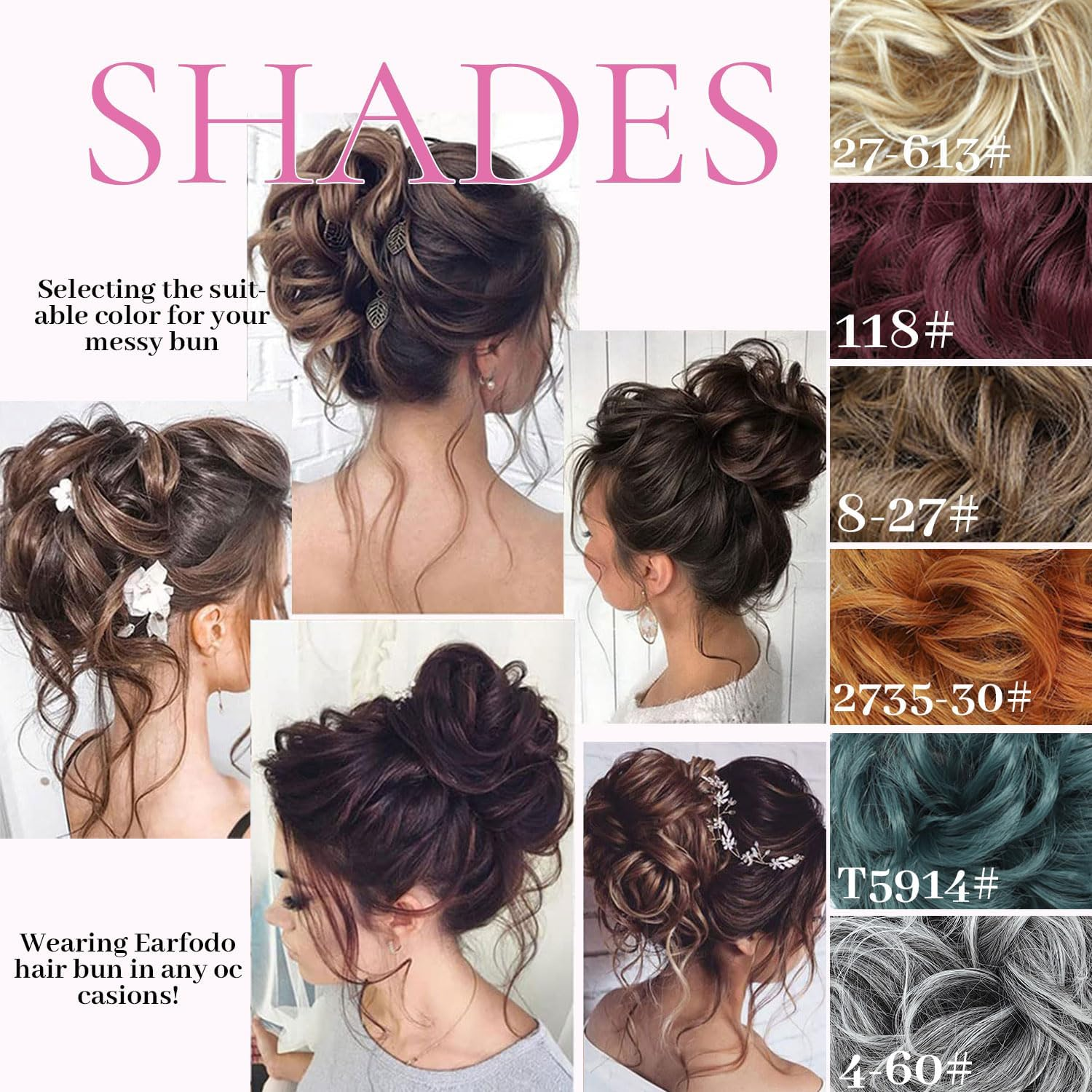 Fulang Hair Pack of 5 Hairpieces with Elastic Band, Large Bun Hairpiece, Wavy Natural Synthetic Hair Scrunchie, Women'S with Hair Updo Hair Extensions, Messy Bun Hairpieces (5 Pieces/Pack) (4/60) image number 1