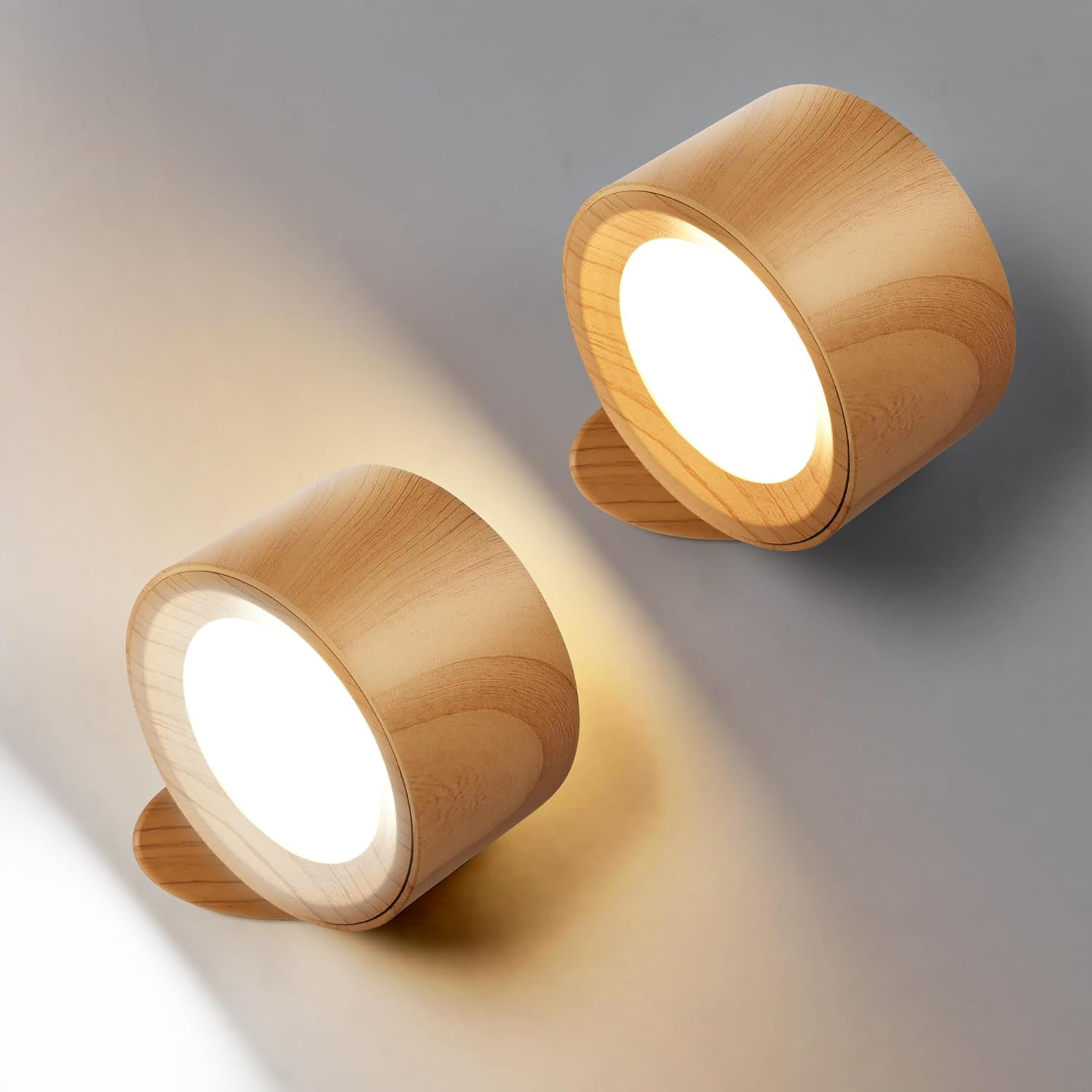 LED Wall Lights Battery Powered Wall Light Rechargeable Lamp, Picture Lights 3 Color Temperatures and Dimmable, 360&deg; Rotation Magnetic Cordless for Bedroom - 2 Pack