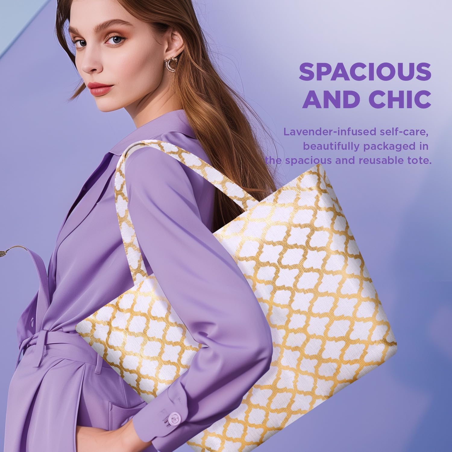 Gift Baskets for Women Spa Gifts for Women 15Pcs Lavender Home Spa Kit for Women Gifts Spa Luxetique Bath and Body Gift Sets Tote Bag Gifts for Women Birthday Gifts for Women Gifts for Women image number 5