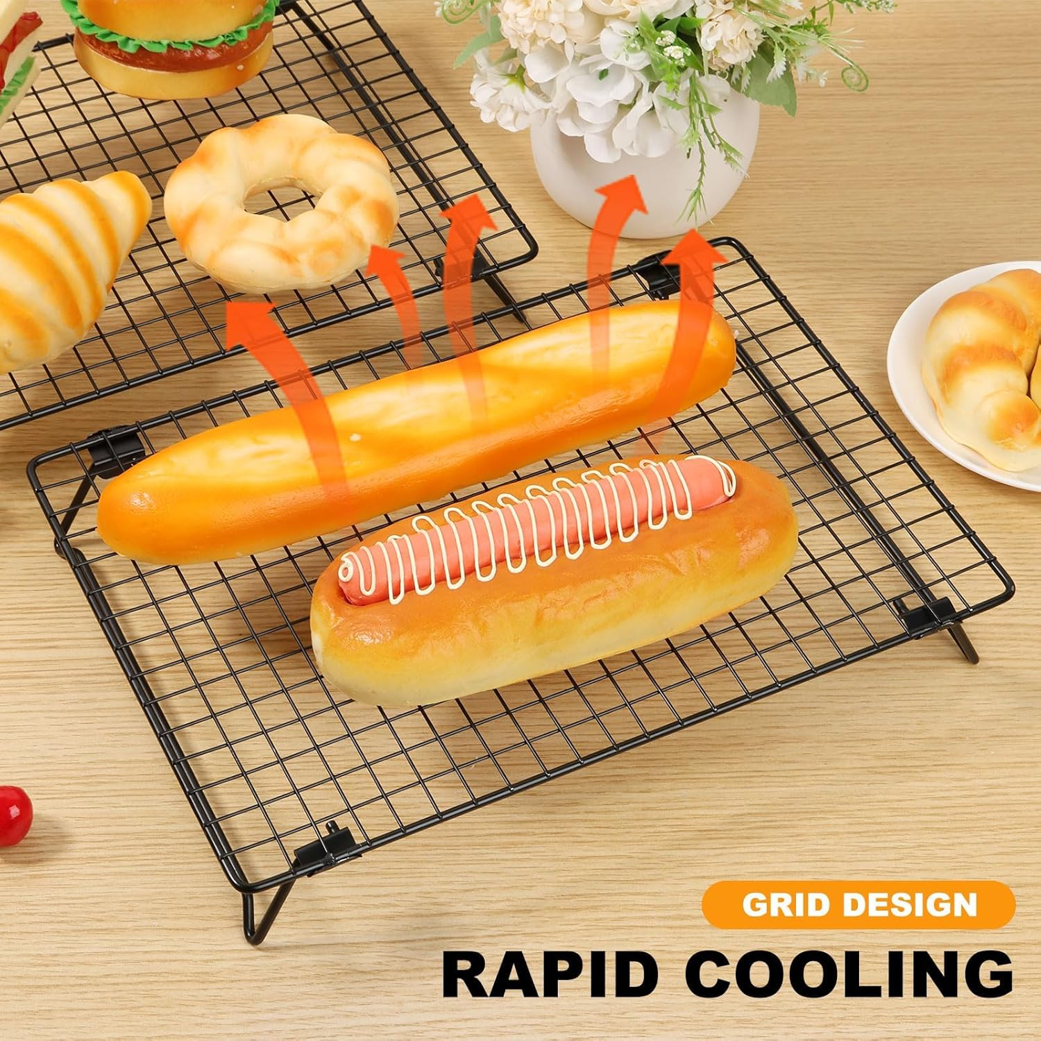 HOLADAWN 2Pcs Stainless Steel Cooling Rack with Collapsible Legs Perfect for Baking, Cooking, Roasting, Grilling, and Drying image number 5