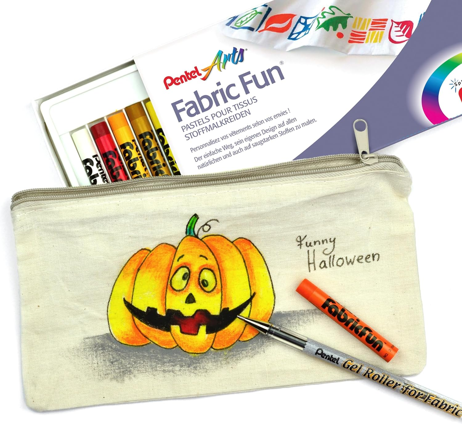 Pentel Arts Fabric Fun Pastel Dye Sticks, One Pack of 15 Assorted Colours (PTS-15)