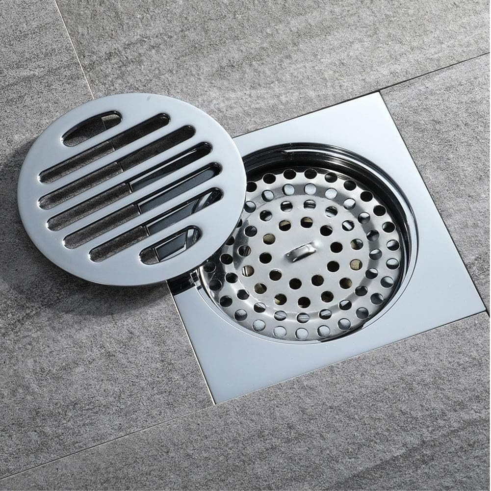 Square Floor Drain Thickened Stainless Steel Bathroom Tile Insert Floor Drainer Anti-Odor Anti-Clogging Shower Floor Drain with Removable Strainer- Waste Grate Strainer for Kitchen, Washroom, Hotel image number 3