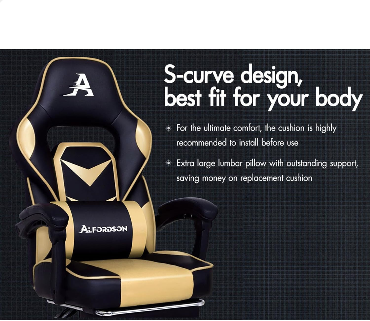 ALFORDSON Gordon Gold Video Gaming Chair with 2-Point Massage, Armrest Headrest, PU Leather Racing Sport Chair with Footrest, High Back Home Executive Office Study Seater - Blue image number 4