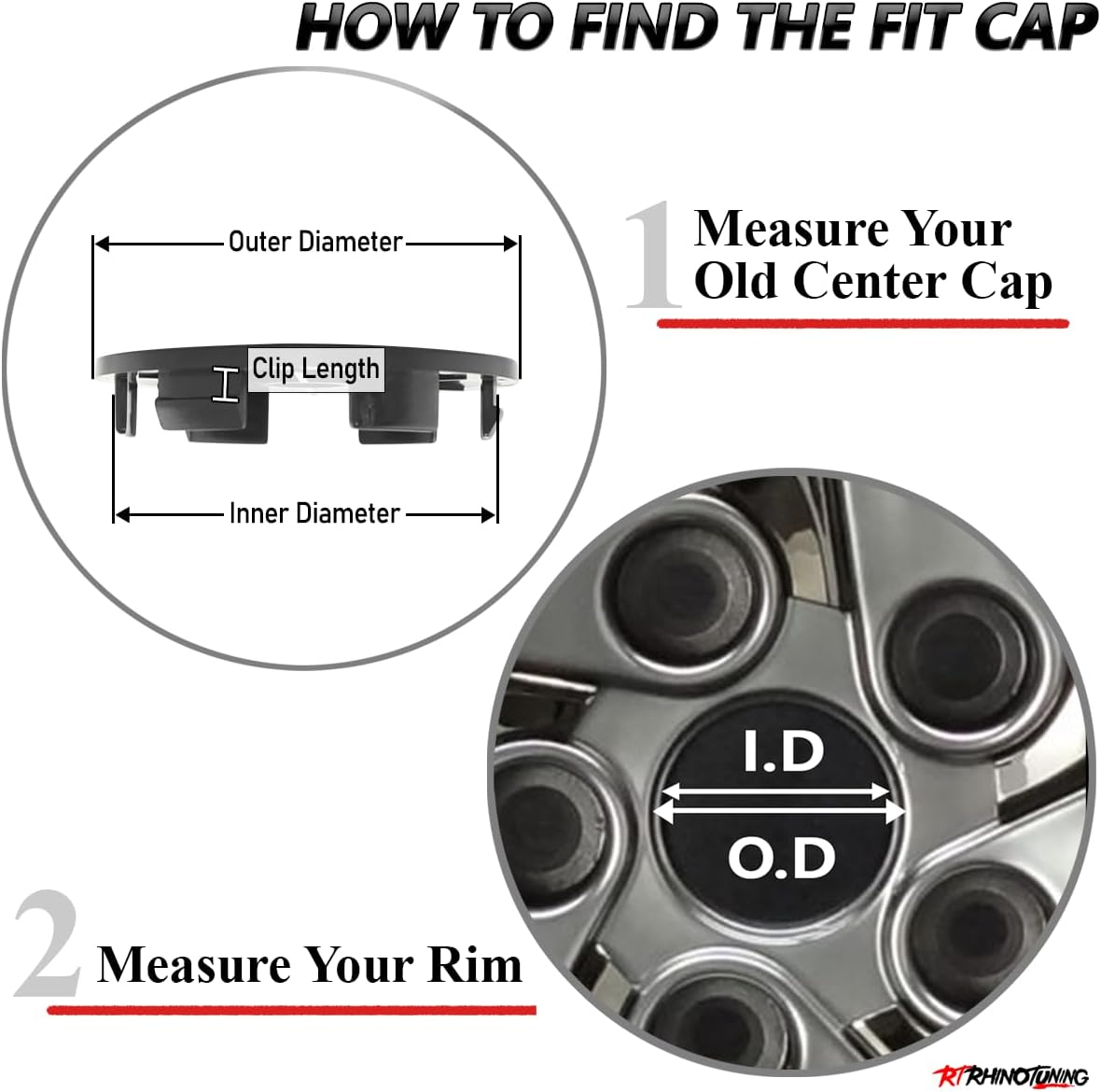 Rtrhinotuning 4 PCS 65Mm Wheel Center Caps Compatible with 57CR and 57DR Gram Lights Wheel Rim, OD: 2.56"(65 Mm) ID: 2.24"(57 Mm) Black image number 4