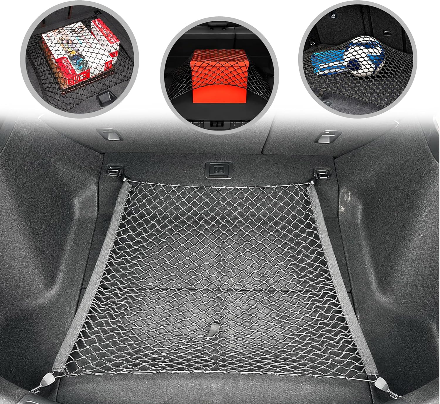 Floor Style Automotive Elastic Trunk Mesh Cargo Net for Honda Civic LX EX-L Touring 2022-2024 - Premium Trunk Organizer and Storage - Luggage Net for Hatchback - Car Organizer for Honda Civic image number 1