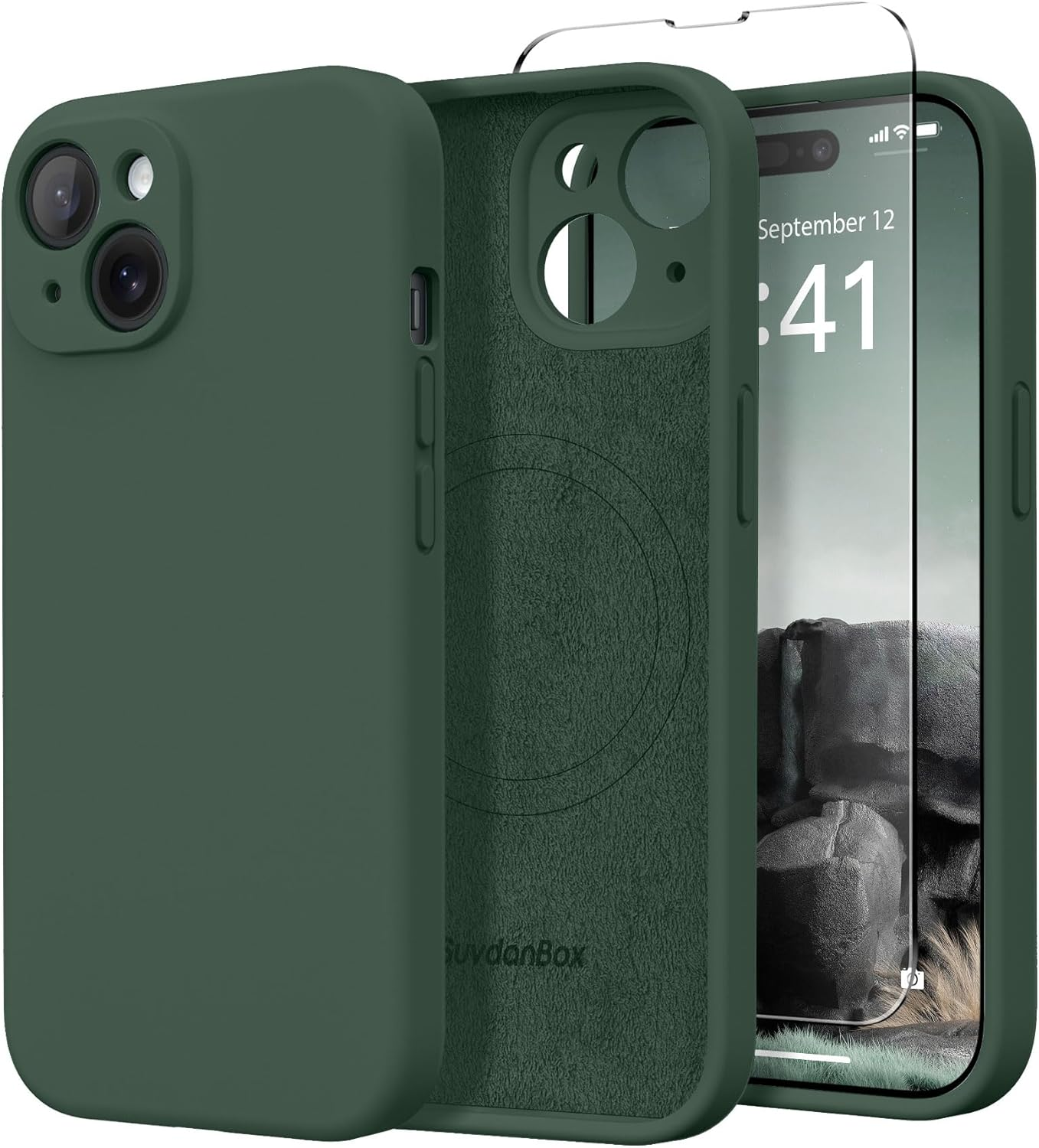 Suydanbox Magnetic for Iphone 14 Case, Compatible with Magsafe, [Full Camera Protection][Screen Protector] Silicone Shockproof Protective Phone Case for Iphone 14 6.1 Inch, Deep Red