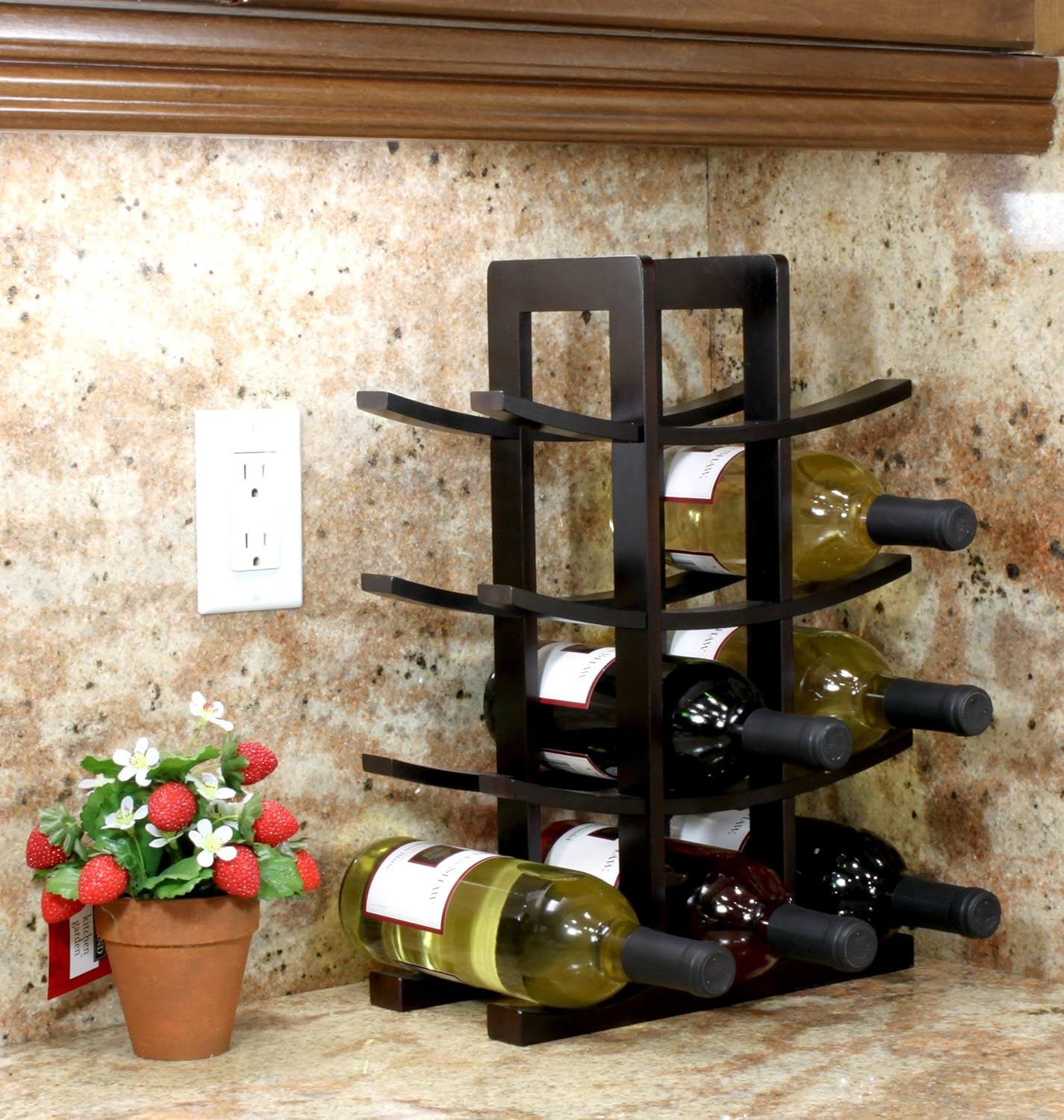 Oceanstar WR1132 12-Bottle Dark Espresso Bamboo Wine Rack image number 2