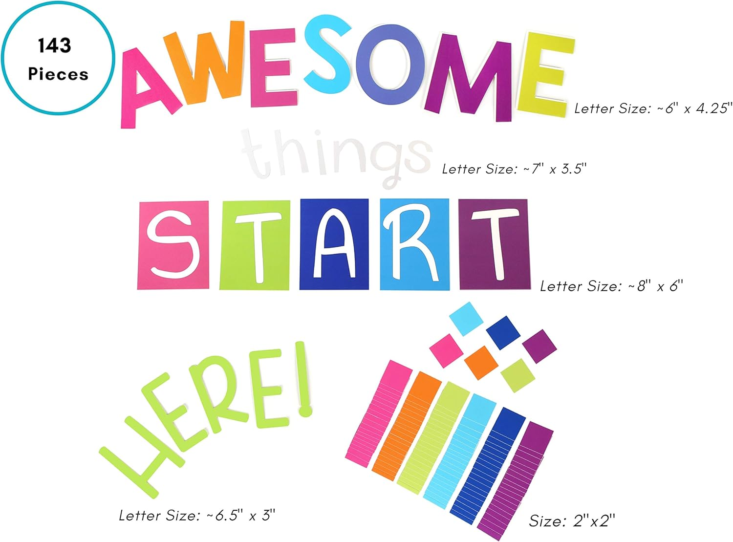Lush Learning Motivational Classroom Door Decoration and Bulletin Board Set, Ready to Use, Colorful Design- Awesome Things Start Here! image number 4