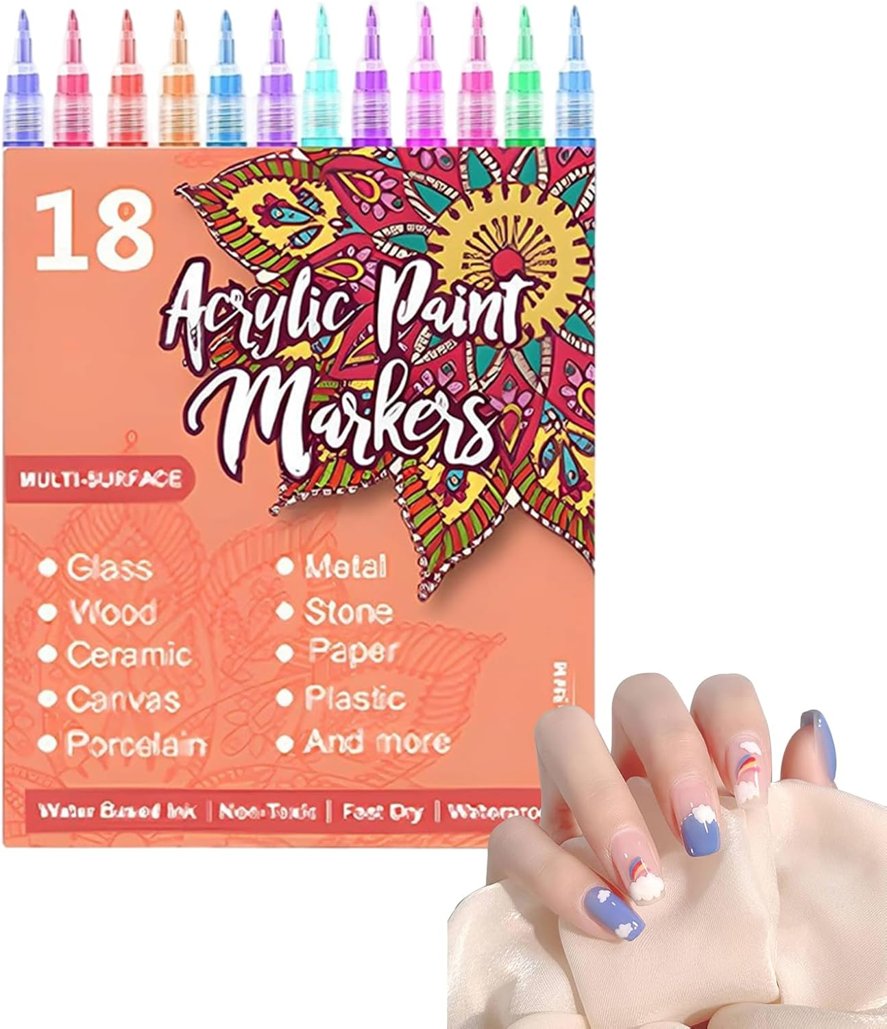 Nail Pen Set - Fine Tip Long-Lasting Manicure Tools,0.5Mm Gel Nail Polish Marker Set | for Drawing Painting Dotting Crafts Girls Kids Teens Adults Beginners Beauty