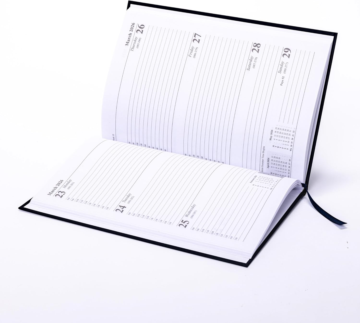 Evelay 2026 A5 Week to View Diary Full Year Planner Organiser Hardback Cover with Times (Black) - Grey image number 2