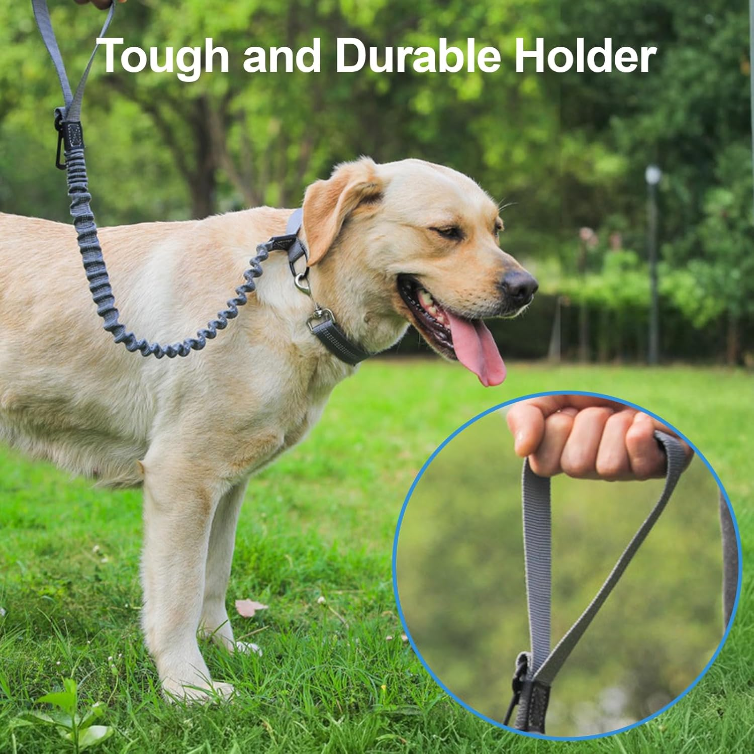 Proxima Direct Dog Car Seat Belt, Elastic Dog Car Harness Lead with Retractable Bungee Buffer, Adjustable Reflective Nylon Pet Dog Collar Leash with Safe Clip Buckle for All Cars Travel Camping Grey image number 2