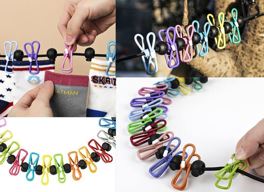 Walquicks 2 Pcs Retractable Portable Travel Clothesline, Non-Slip Retractable Adjustable Color Clothesline Line with 12 Clothes Clips, for Indoor Laundry Drying Line, Outdoor Camping Accessories image number 6