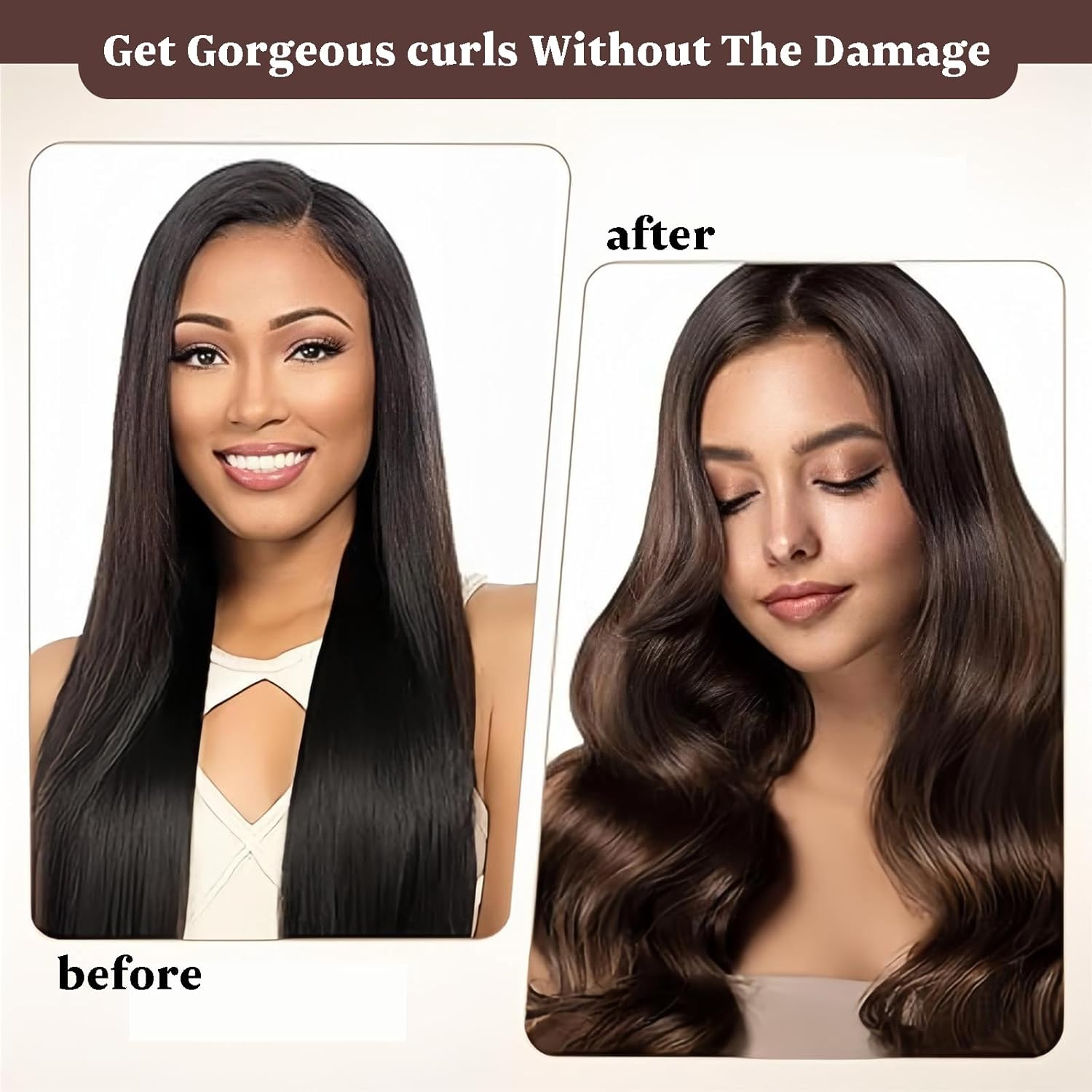 Heatless Hair Curler Rod Headband for Curls, 4 Pack Brown Coffee Color Curling Rods with One Silk Head Scarf image number 2