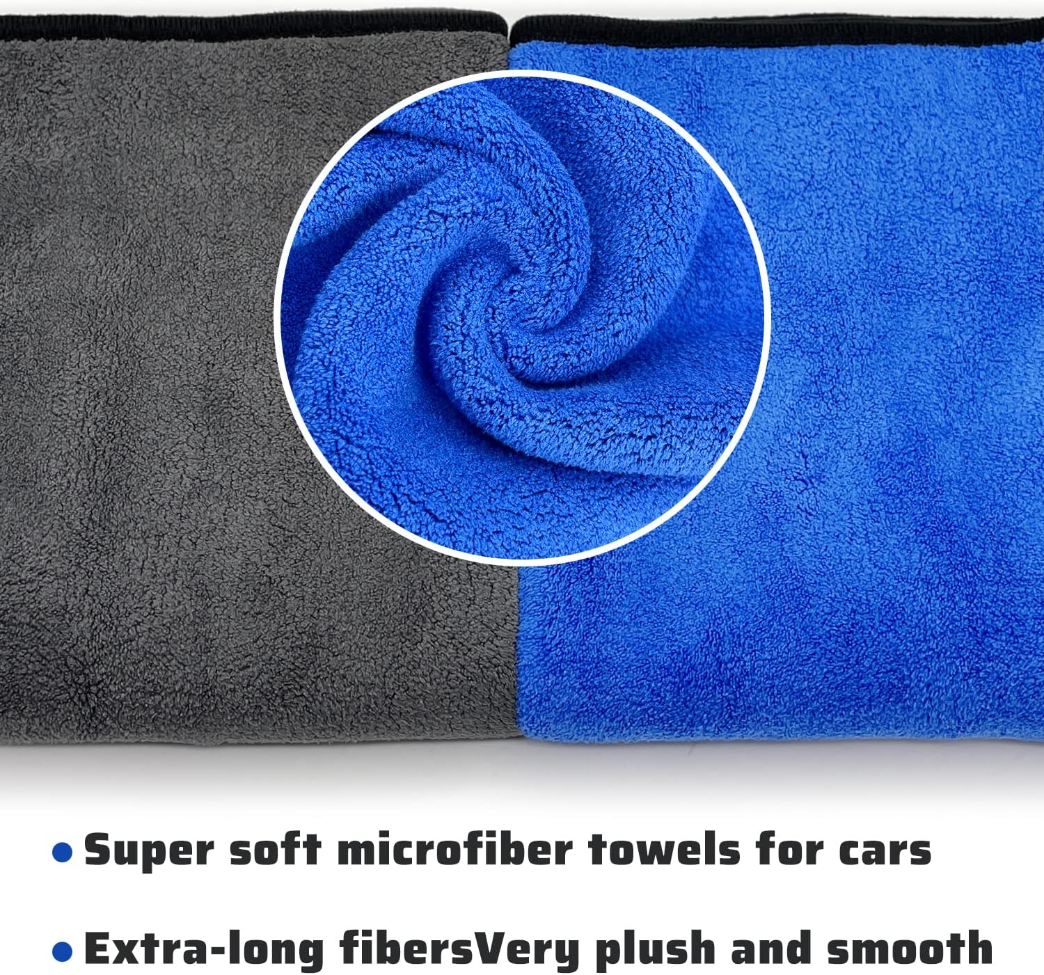 FUN-DRIVING 10 Pack 16" X 24" Professional Microfiber Towels,600Gsm Thick,Soft,Highly Absorbent Safe for Household, Car Washing, Drying & Auto Detailing, Blue-Grey image number 4