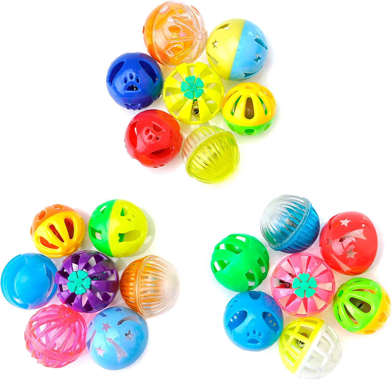 Chiwava 48 Pack Plastic Noisy Cat Toy Balls with Bell Kitten Chase Toy 8 Types Assorted Color Size - Assorted Color image number 3