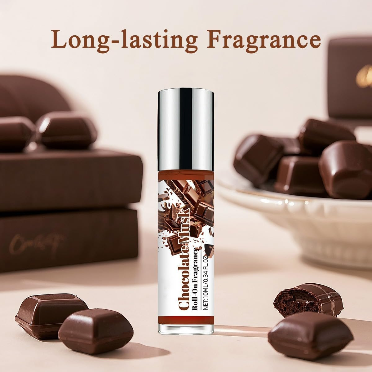 Chocolate Musk Unisex Roll-On Perfume Oil, 10Ml Long Lasting Gourmand Fragrance, Alcohol-Free, Vegan Friendly, Portable Rollerball for Men & Women-Rzxs0170 (Chocolate Scented) image number 4