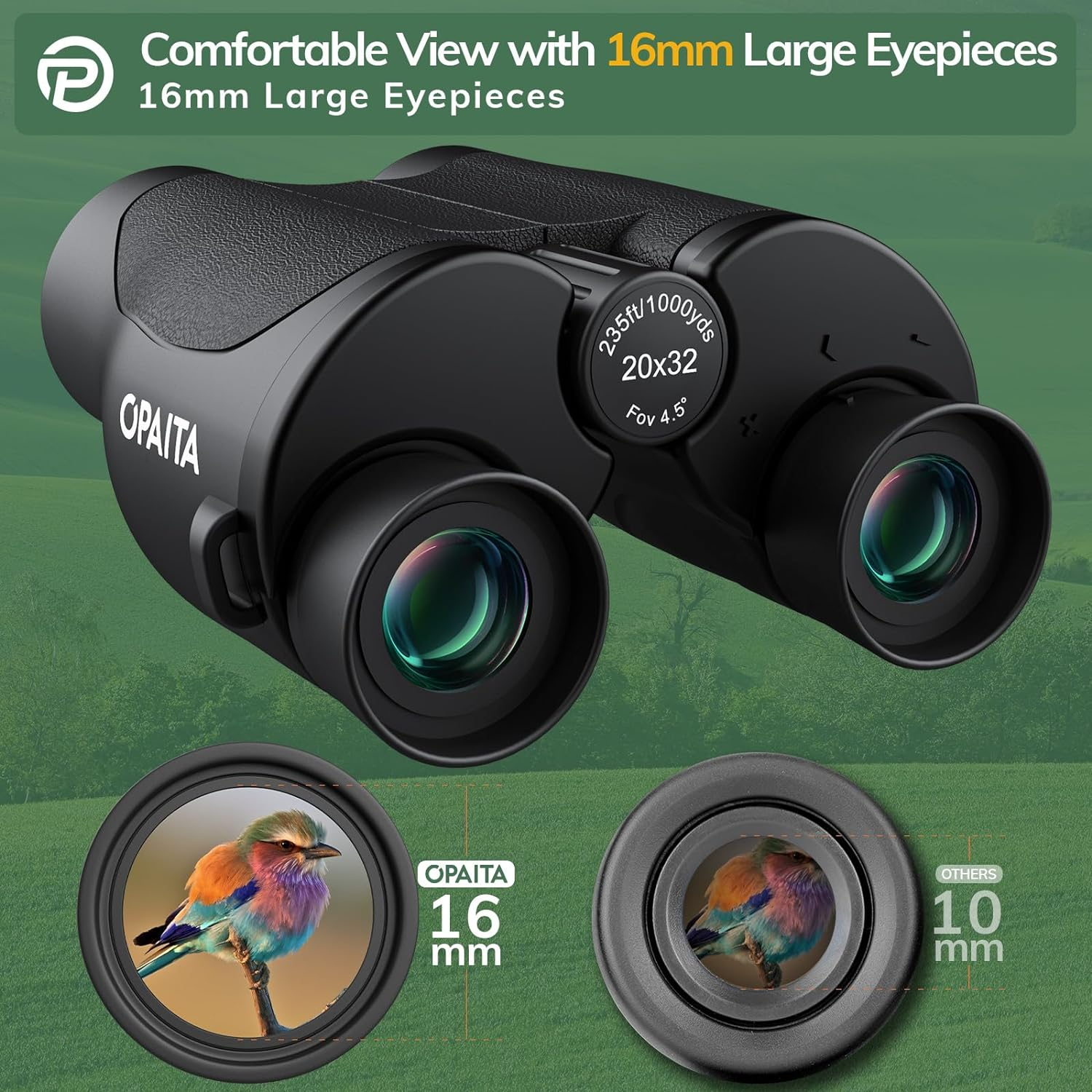 20X32 Binoculars for Adults Kids High Powered with Sharper Vision - Compact Binoculars with Comfortable View - High Definition Small Binocs for Bird Watching Cruise Trip Hunting Travel Concert Hiking image number 2