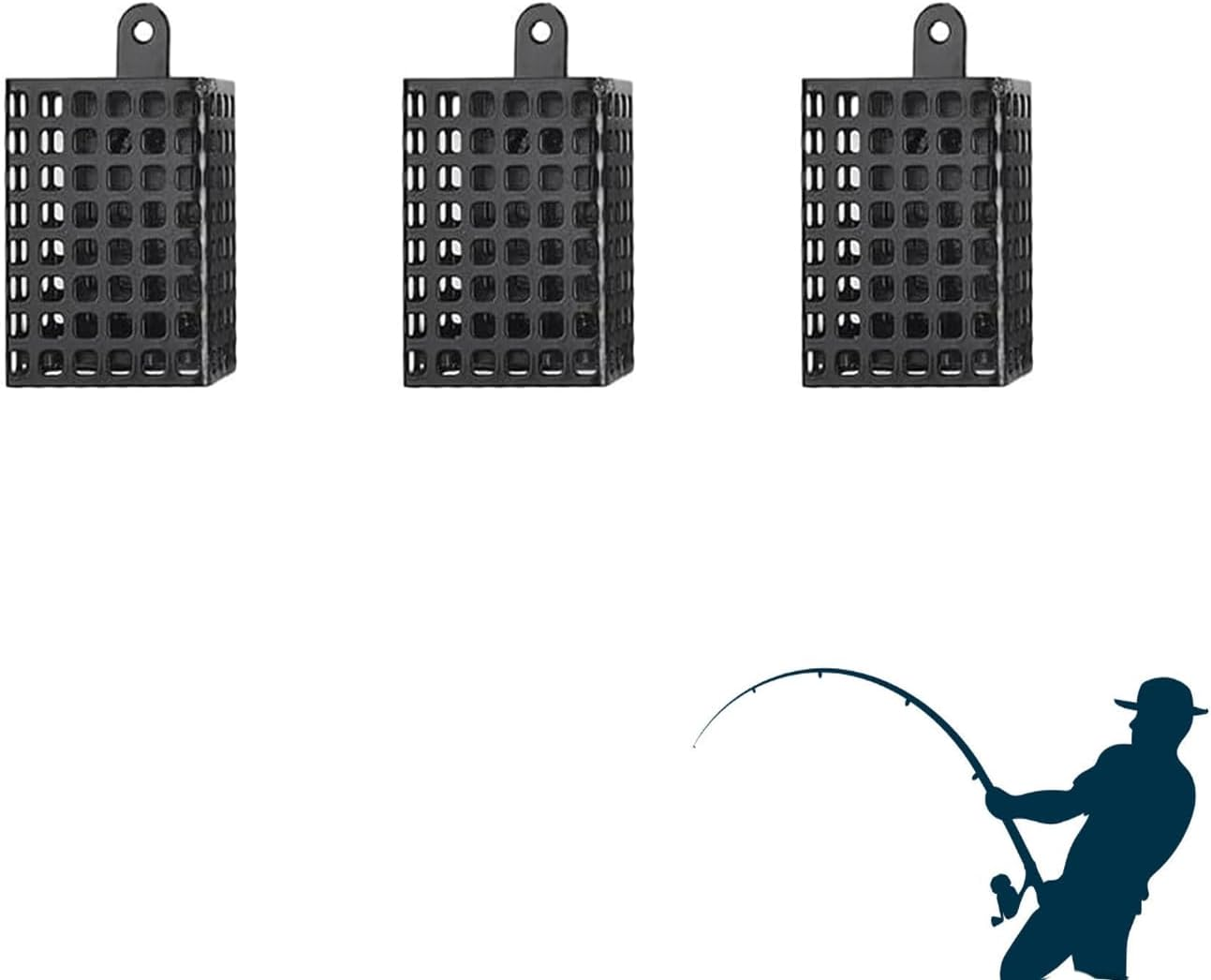 3 Pcs Iron Fishing Bait Cage, Fishing Trap Lure Cage Basket, Durable Square Feeder Holder Set, Fishing Gear Tackle Accessories for Carp and Freshwater Fish