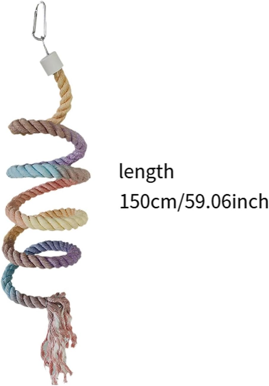Fewnvwa Bird Spiral Rope Barsch Cotton Colored Bird Cage -Accessories 150 Cm Parrot Swing Barsch Climbing Rope for Waveless Conures, Gradient image number 3