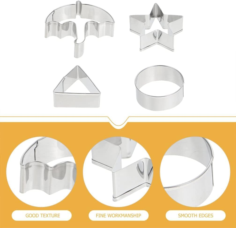 IONPSHG 12Pcs Cookie Cutters Set, Korean Sugar Candy Making Tools, Biscuits Molds Kit, Umbrella Triangle Star round with Tin Case Needle Baking Cake Molds for Christmas Party Favor image number 2