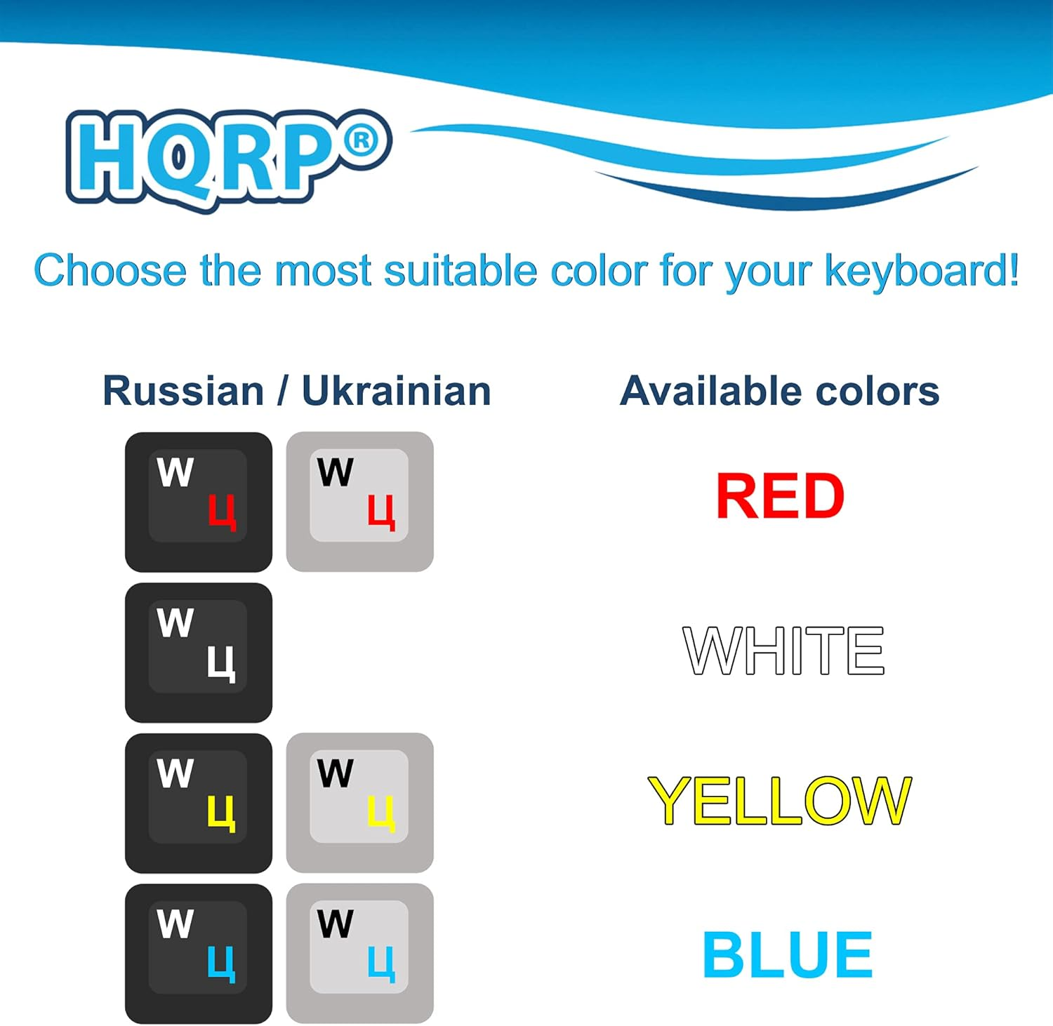 HQRP NEW Cyrillic Alphabet Russian/Ukrainian Laminated Keyboard Stickers on Transparent Background with White Lettering for All Pc/Desktops/Laptops/Notebooks/Computers - Blue image number 4