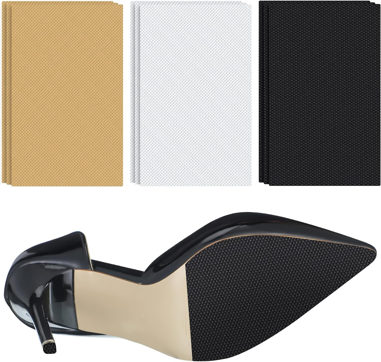 Timtin 9 Pcs Shoe Sole Protectors Self Adhesive Nonslip Pads anti Slip Shoe Grip Sticker for High Heels, Rubber Silicone Resistant High Heels (5.1 X 3.15 X 0.04 Inch), White, 5.1 X 3.15 X 0.04 Inch image number 3