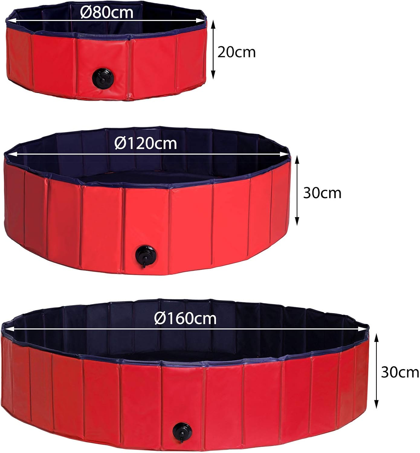 Dibea Foldable PVC Dog Swimming Pool for Dogs, Dog Bath, Water Pool for Dogs, Blue/Red image number 1