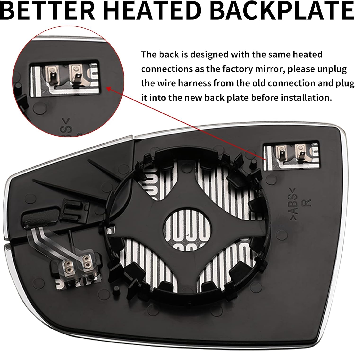 Right Side Mirror Replacement for 2012 2013 2014 2015 2016 2017 2018 Ford Focus Mirrors Glass - Convex Mirror Glass, Right Side Rear View Mirror with Heated image number 3