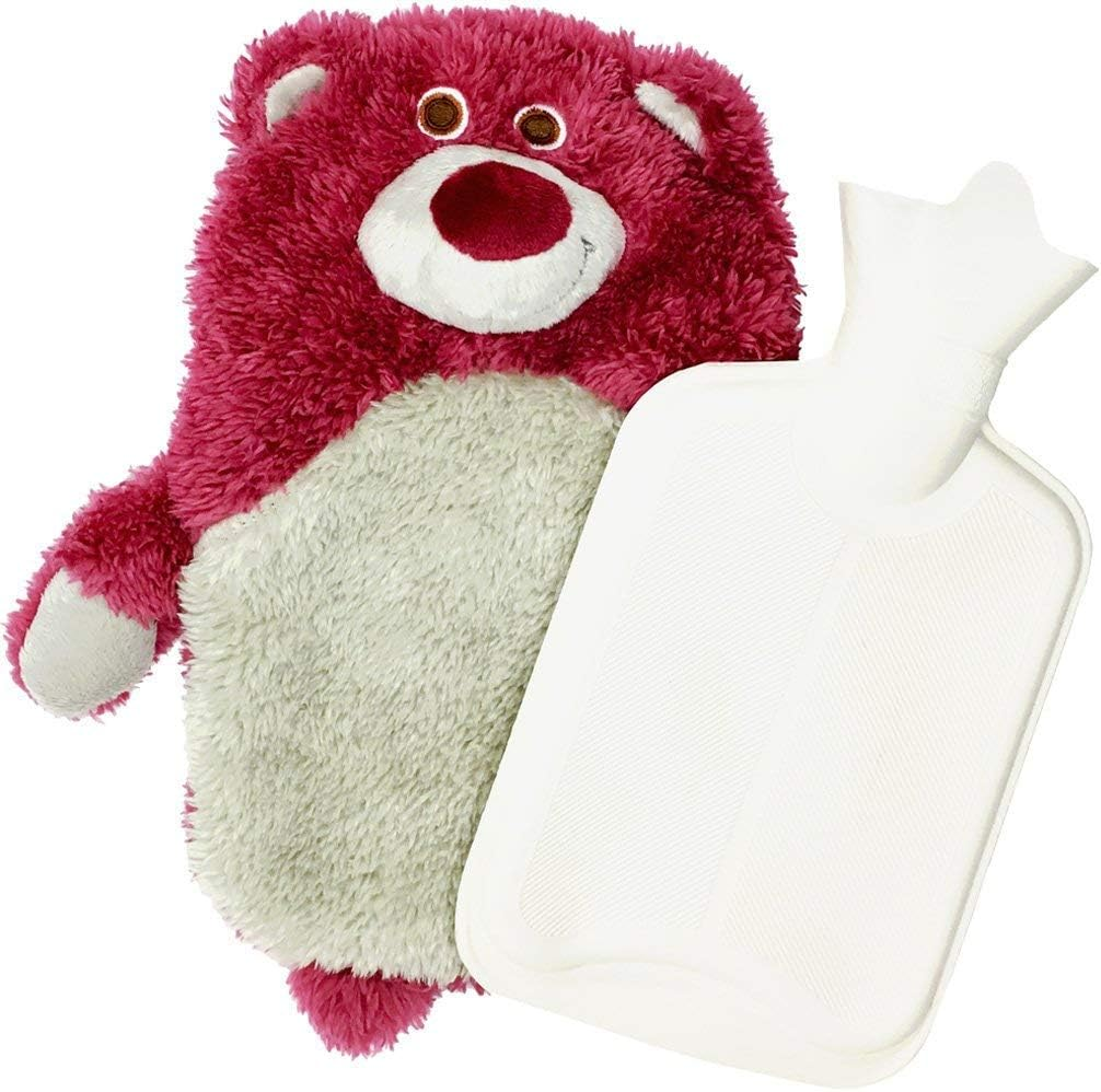 Mose Cafolo Hot Water Bottle ~ Baby Kids Hand Foot Warmer Hot Water Bag with Cute Cartoon Character Pink Strawberry Bear Plush Cover image number 3