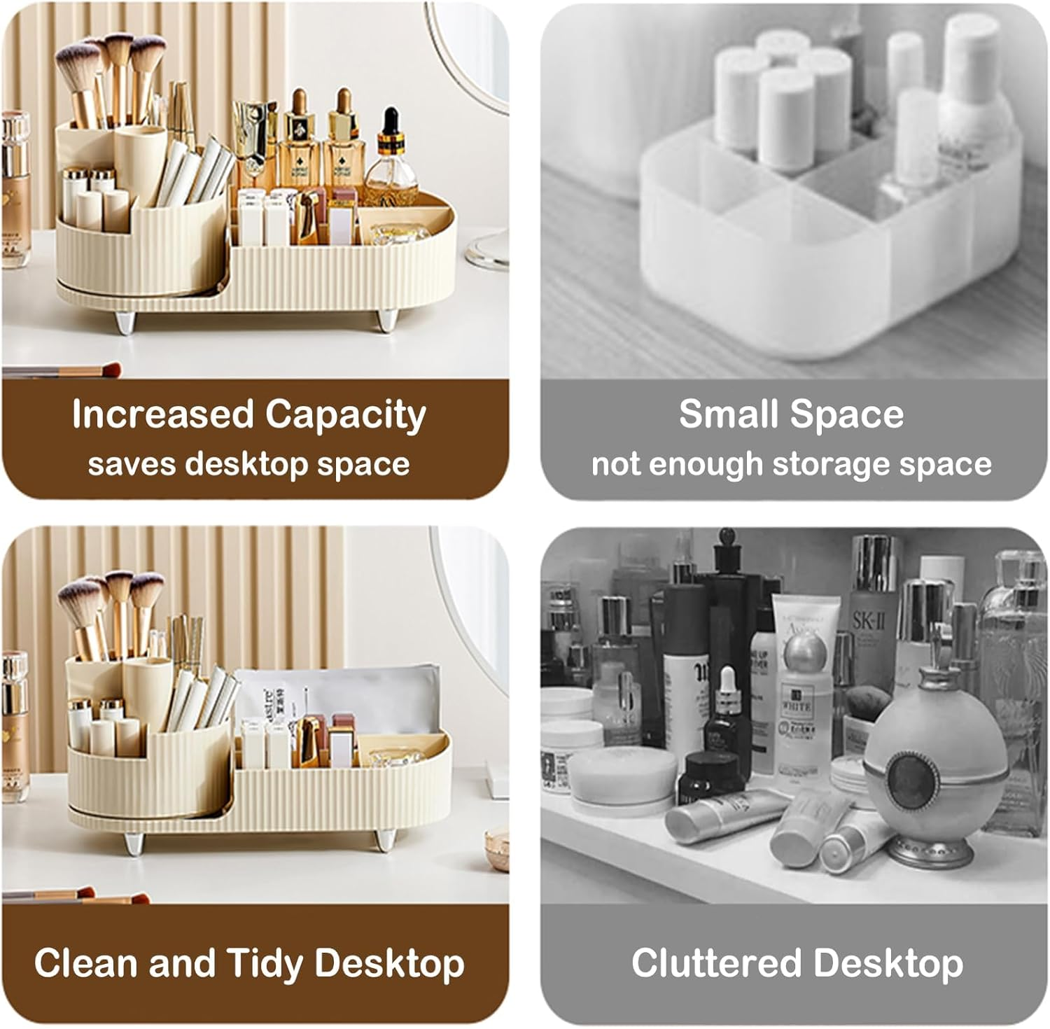 Makeup Organizer Countertop Rotating Makeup Organizer for Vanity Large Capacity Cosmetic Display Case with Makeup Brush Holder Cosmetic Organizer Countertop image number 6