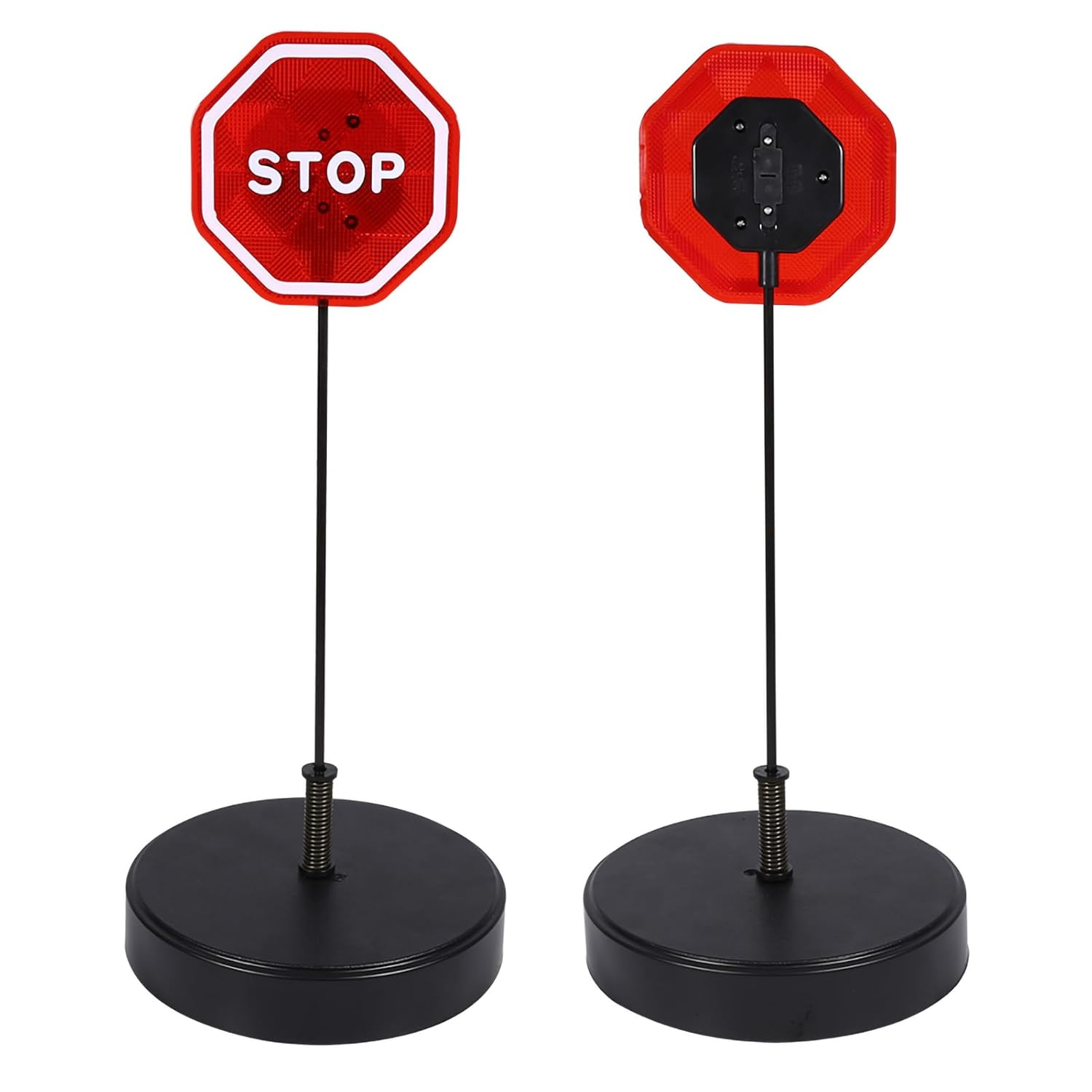 Hyuduo Garage Parking Stop Sensor with LED Sign, Height Adjustable 137Cm Poles, Weighted Base, Flashing Alert Light for Vehicle Safety, Black and Red image number 4