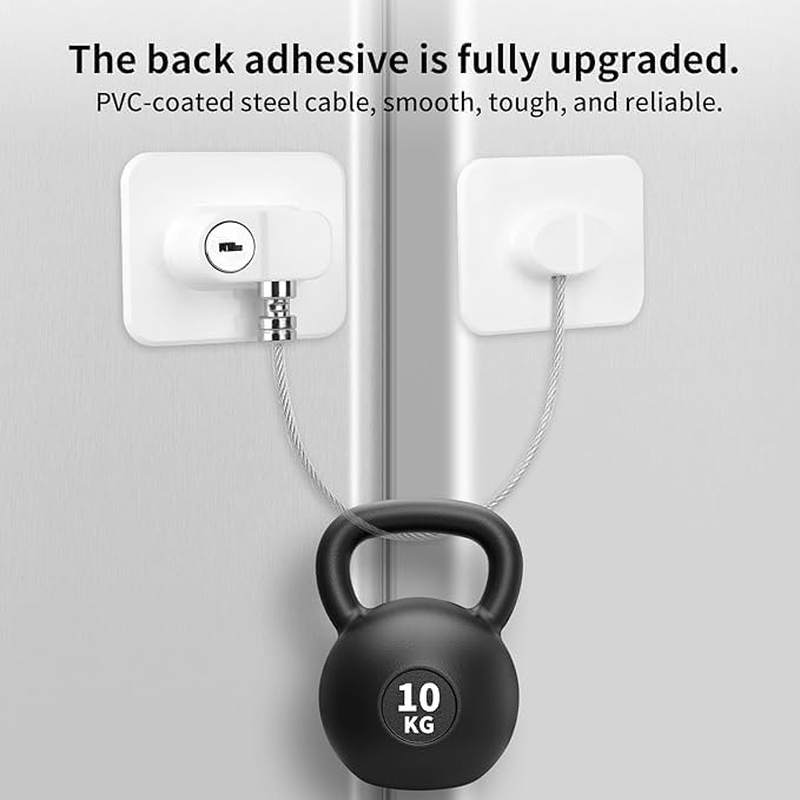 Refrigerator Lock with Key,Lock for Fridge Freezer, Cabinets and Drawers, Air Oven Air Fryer, Closets, Windows, 4Pack Refrigerator Lock with 8 Keys(Black and White) image number 1