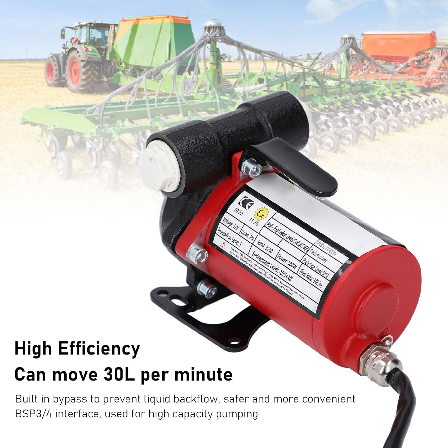 Bewinner 12V Fuel Pump - Explosion Proof Quiet Self Priming Oil Transfer Pump, 12V Gasoline Pump with Switch for Kerosene image number 3