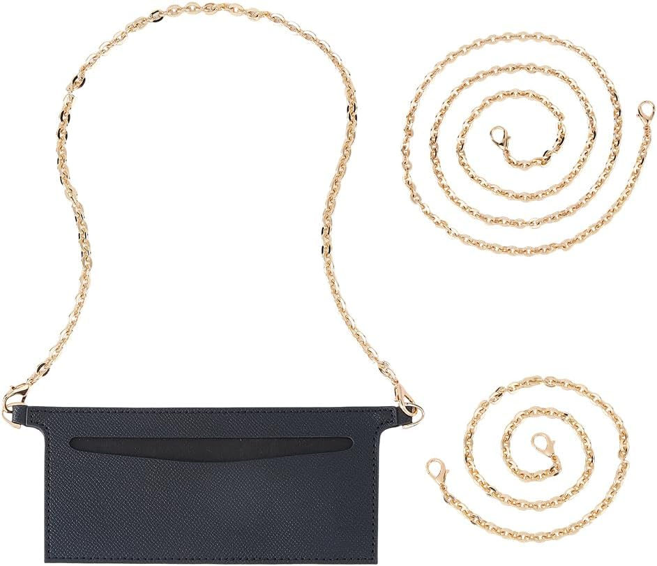 Hobbspring PU Leather Organiser Insert 1 Piece Conversion Set with 2 Gold Chains Saddle Brown Shoulder Bag Convertible Insert for Handbag Wallet