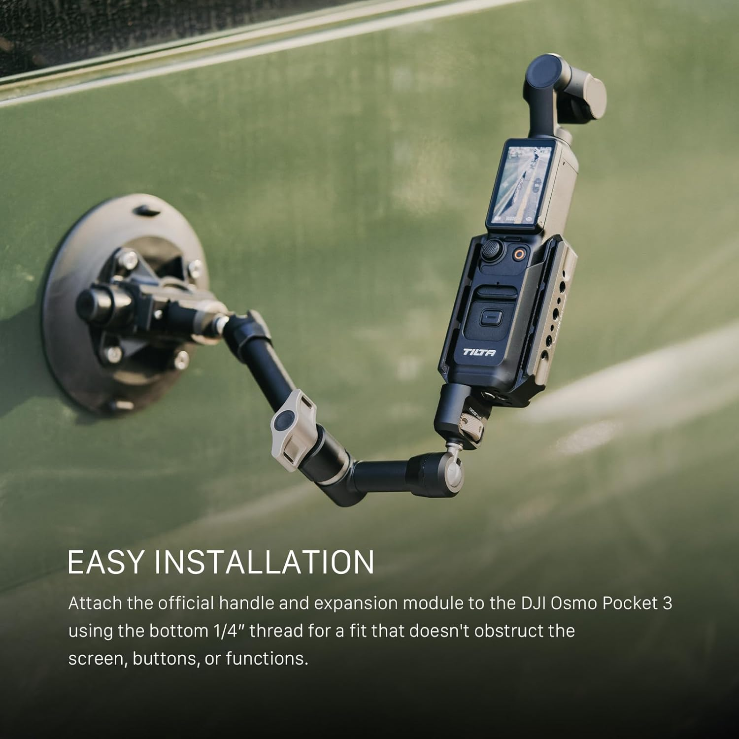 Tilta Accessory Mounting Expander for DJI Osmo Pocket 3 - Black | Slot for a Wrist Strap | Stays Secure within the Cage | Protection | 1/4""-20 Screw | TA-T65-AME-B image number 5