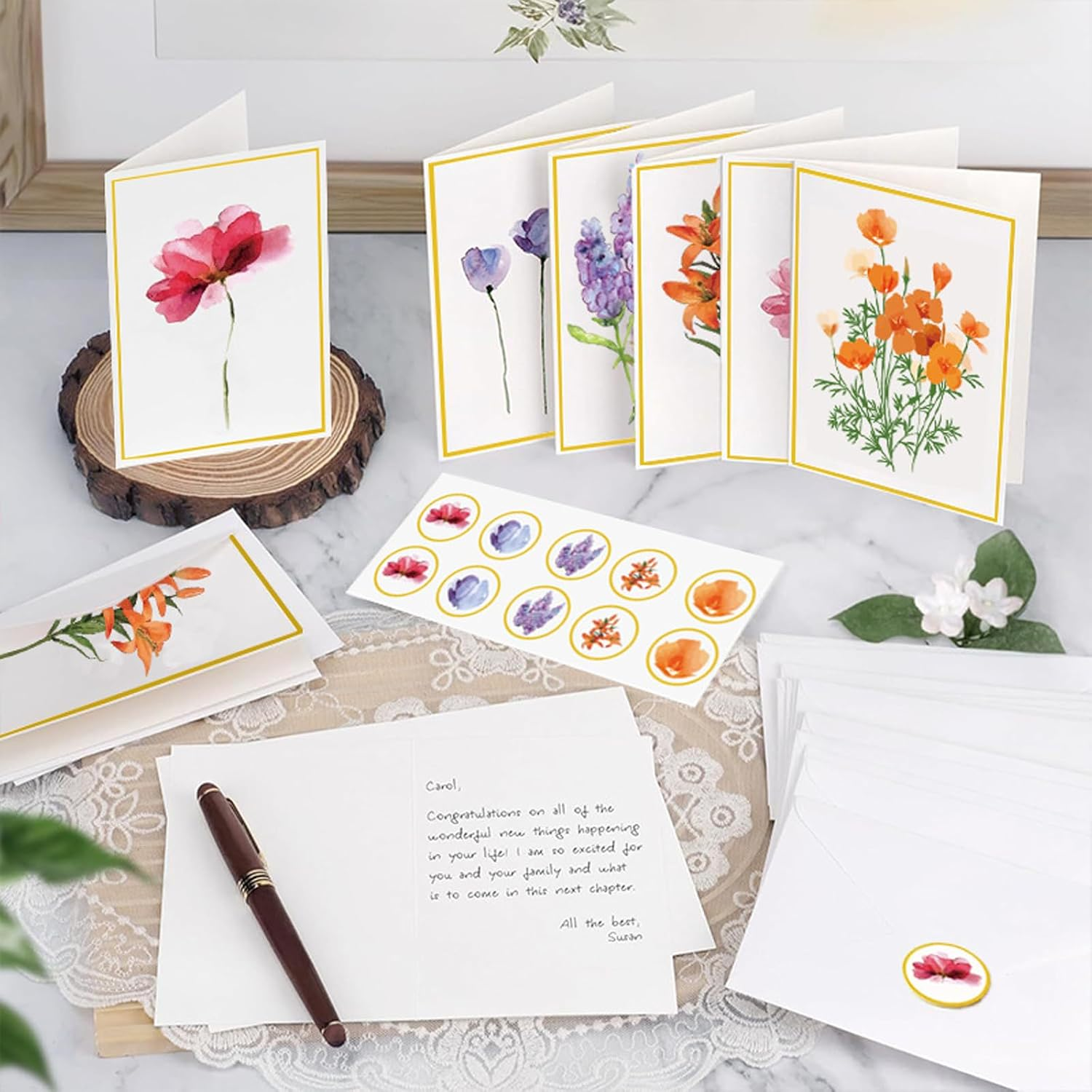 Blank Cards and Envelopes Set，20 PCS Blank Greet Card ，Floral Design Blank Greeting Cards，Suitable for All Occasions with Blank Cards 4&Prime; X 6&Prime; image number 1