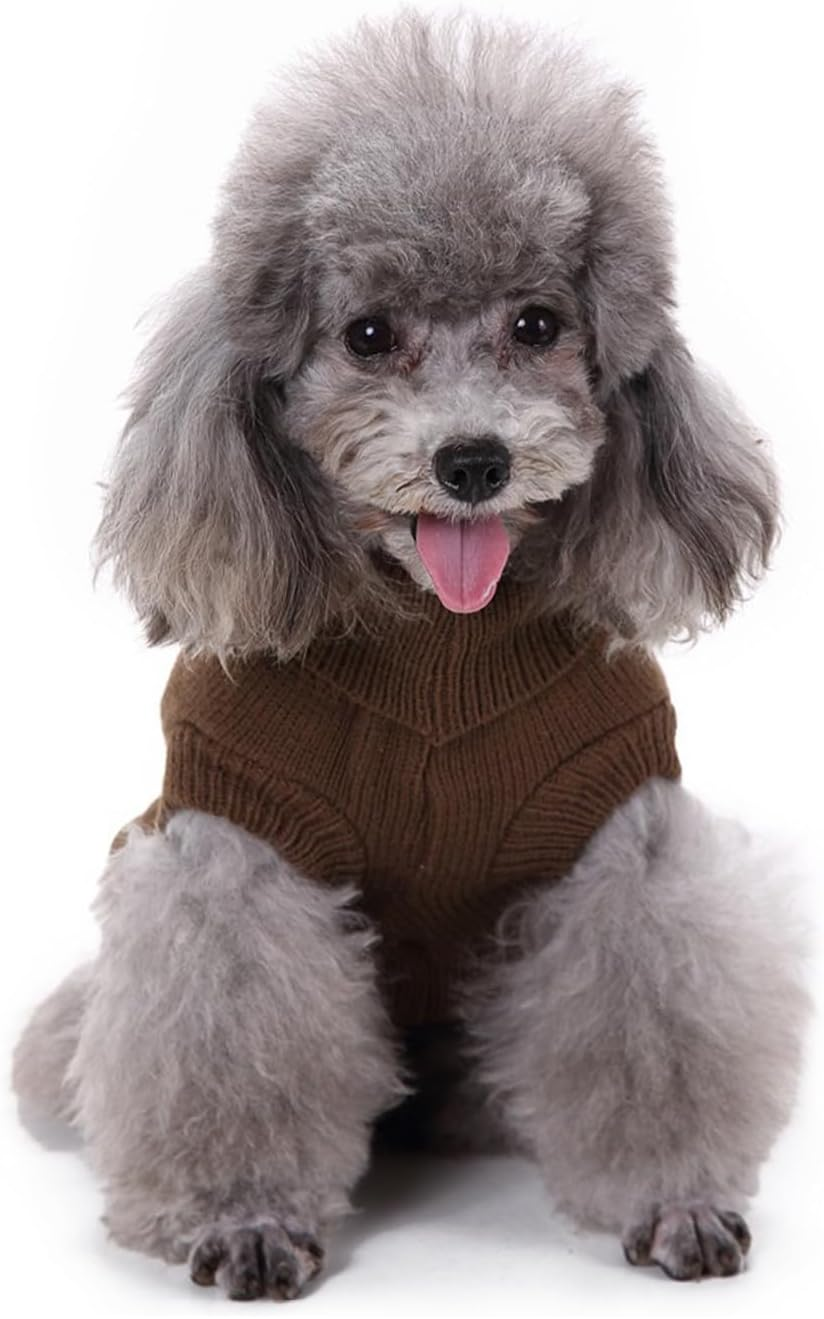 NACOCO New Classic Dog Sweater Cute Knitted Turtleneck Dog Sweater Warm Winter Clothes Coat Jumpers for Small Kitten Puppy Cat and Medium Dogs (Xx-Large, Brown) image number 1