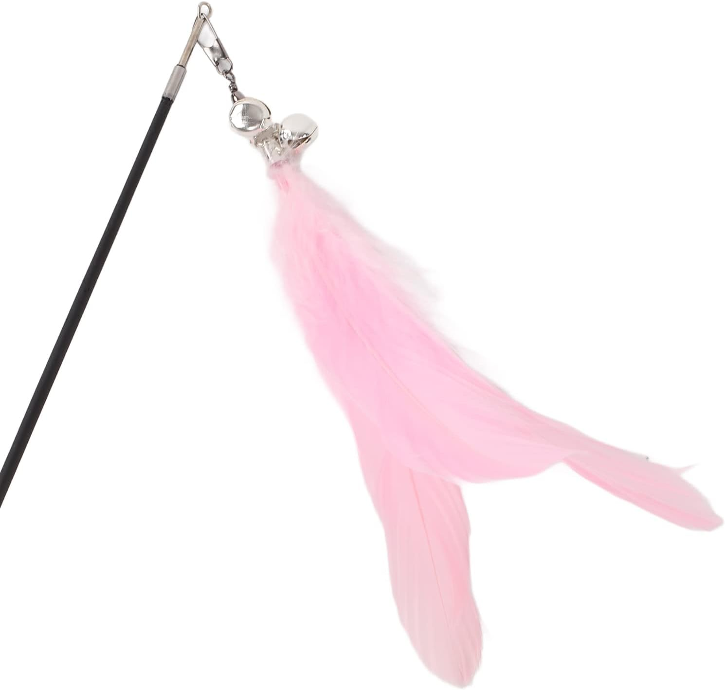 Cat Stick Toy, Retractable Cat Stick with Wooden Pole, Funny Cat Stick with Feather Bell, Flexible Carbon Fiber Rod Cat Feather Toys Interactive Cat Toys for Indoor Cats (Pink) - Blue image number 4